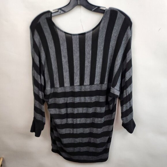 Three Dots Gray Black Striped Dolman Sleeve Scoop Neck Tunic Top Size XS - Picture 7 of 7
